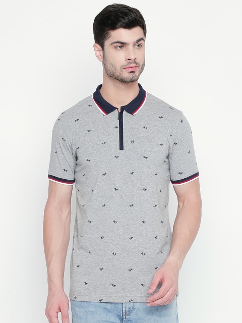 

BYFORD by Pantaloons Men Grey Printed Polo Collar T-shirt