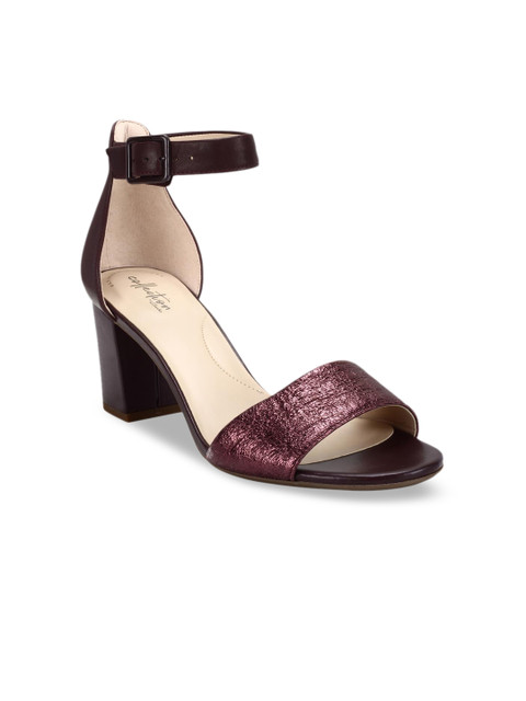 

Clarks Women Red Textured Leather Heels