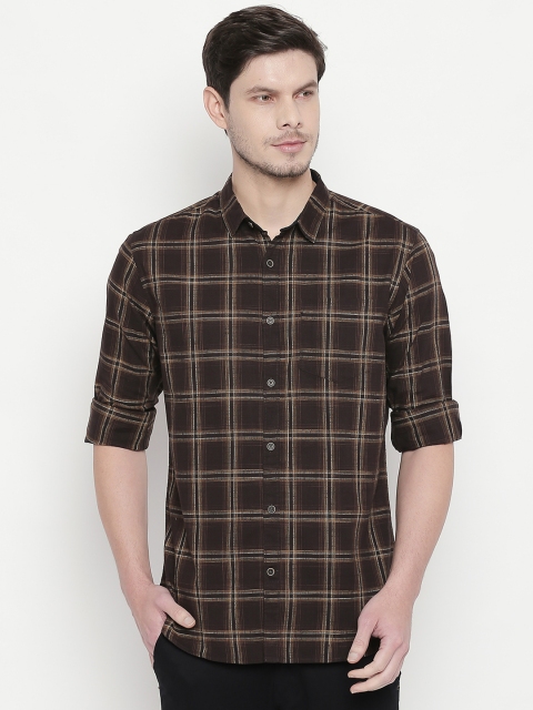 

BYFORD by Pantaloons Men Brown Slim Fit Checked Casual Shirt