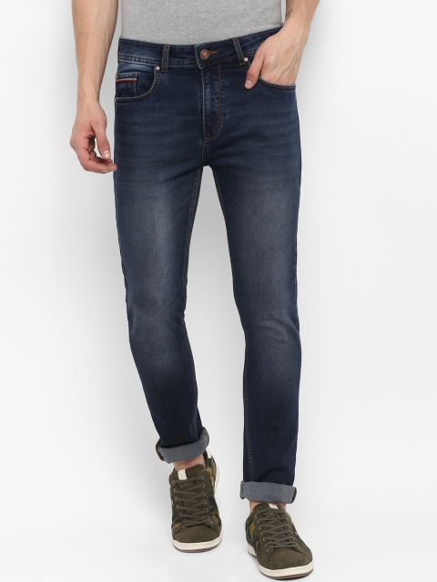 SWISS MILITARY Men Navy Blue Tapered Fit Mid-Rise Clean Look Stretchable Jeans