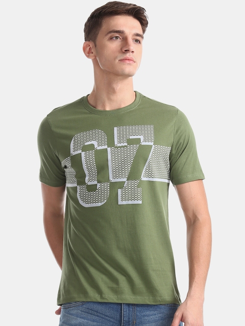 

Colt Men Green Printed Slim-Fit Round Neck T-shirt