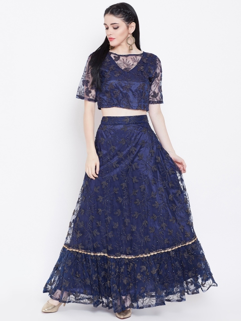 

studio rasa Navy Blue Embroidered Ready to Wear Lehenga with Choli