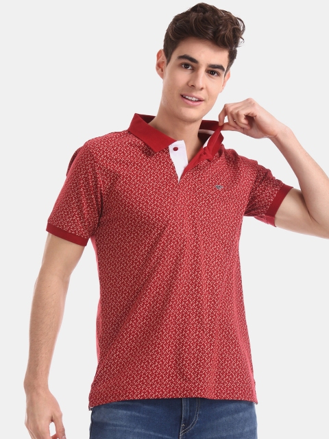 

Ruggers Men Red Printed Polo Collar T-shirt