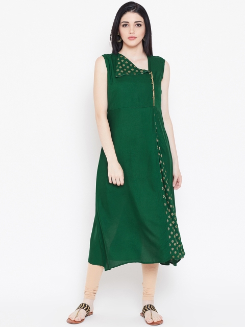 

studio rasa Women Green Printed Kurti with Pyjamas
