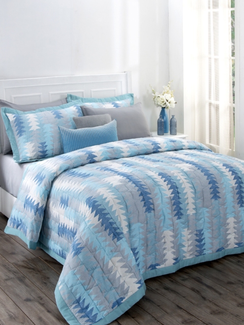 

Maspar 120 GSM Polyster filled Blue 9 Piece Quilt Set