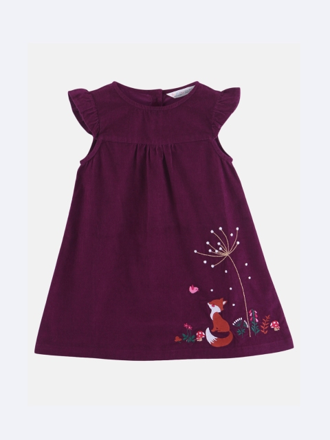 

Beebay Girls Purple A-Line Dress with Embroidered Detail