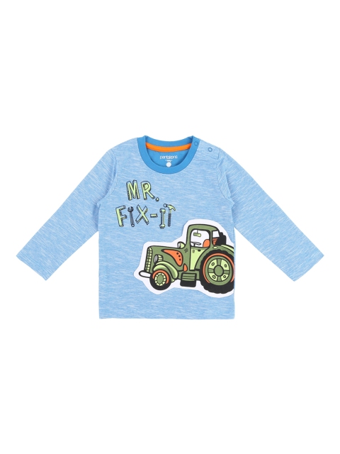 

Pantaloons Baby Boys Blue Printed Round Neck Pure Cotton T-shirt