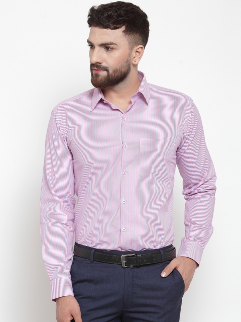 

Hancock Men White & Red Slim Fit Striped Formal Shirt