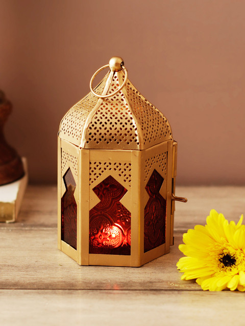 

Living Essence Gold-Toned & Red Tea-Light Candle Holder