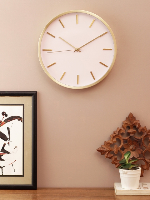 

Living Essence Pink & Gold-Toned Round Solid 25 cm Analogue Wall Clock