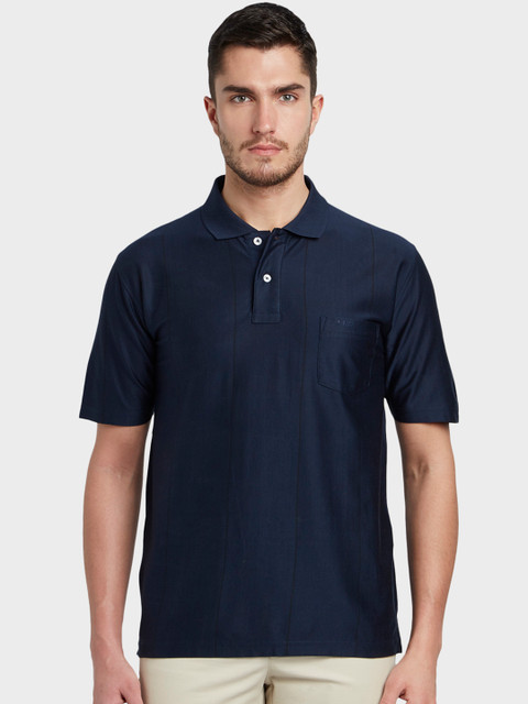 

ColorPlus Men Navy Blue Solid Polo Collar T-shirt