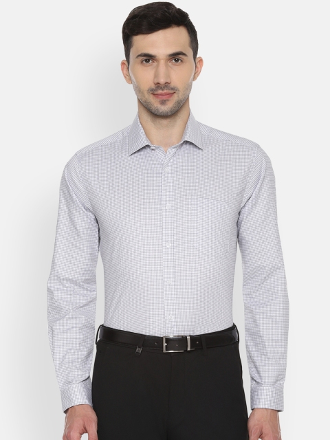 

Louis Philippe Men White & Grey Slim Fit Checked Formal Shirt