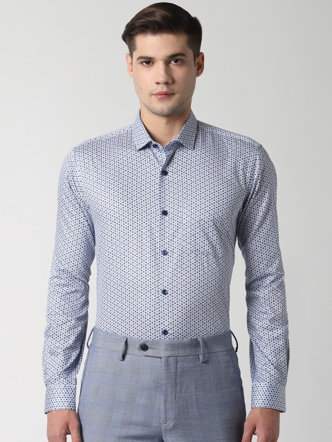 

Peter England Men Blue & Off-White Regular Fit Printed Formal Shirt