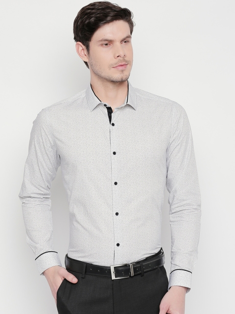 

RICHARD PARKER by Pantaloons Men White & Black Slim Fit Printed Formal Shirt