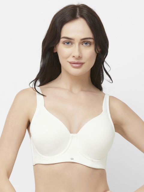 

Soie White Solid Underwired Non Padded Everyday Bra CB-204