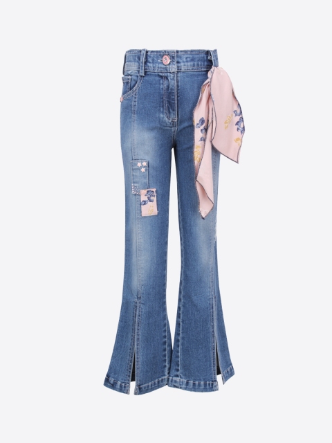 

CUTECUMBER Girls Blue Bootcut Mid-Rise Clean Look Jeans