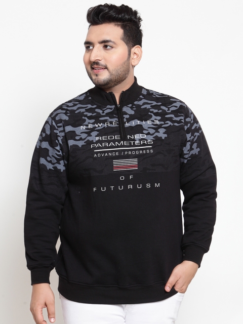 

plusS Men Black Printed Sweatshirt