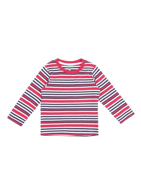 

Pantaloons Baby Boys Red Striped Round Neck Pure Cotton T-shirt