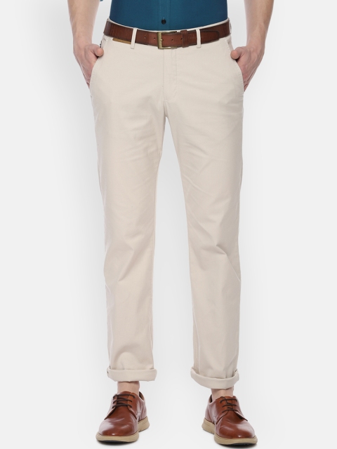 

Allen Solly Men Cream-Coloured Regular Fit Solid Regular Trousers