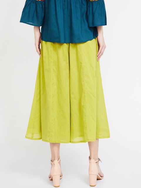 

Colour Me by Melange Women Lime Green Regular Fit Solid Culottes