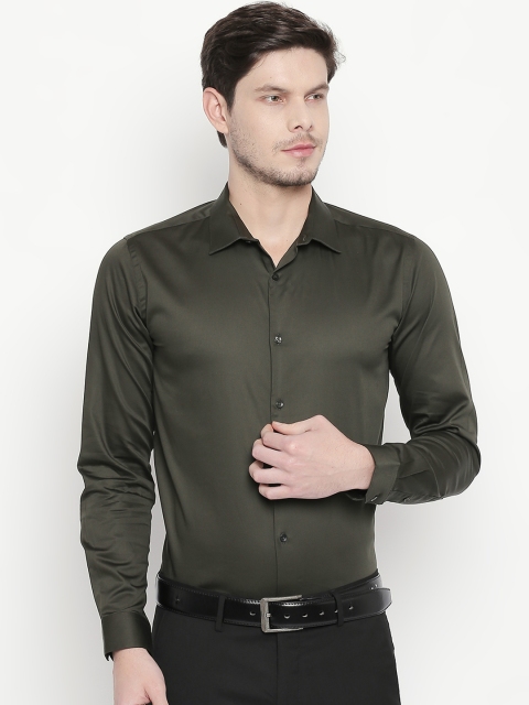 

RICHARD PARKER by Pantaloons Men Olive Green Slim Fit Solid Party Shirt