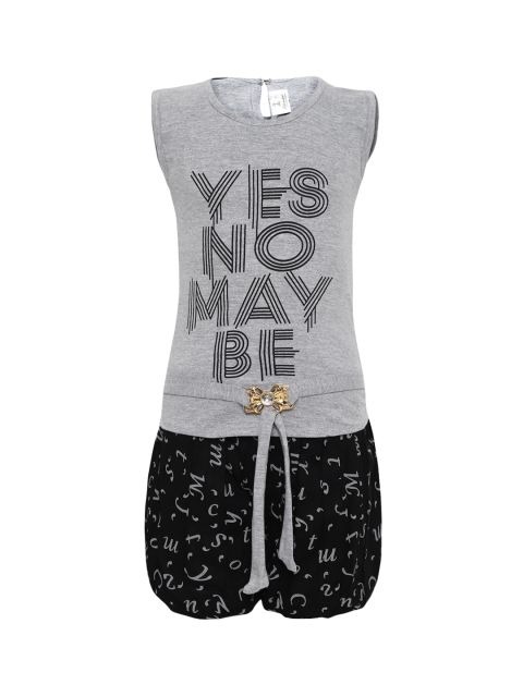 

Aarika Girls Grey & Black Printed Top with Shorts