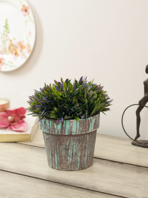 

House Of Accessories Purple & Green Artificial Flower Plant With Pot