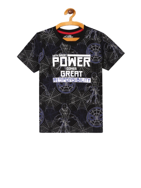 

Colt Boys Black Spiderman Printed Round Neck T-shirt