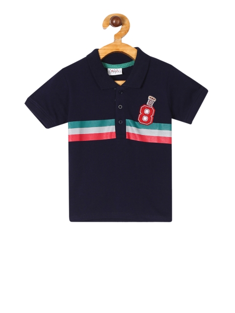 

Donuts Boys Blue Striped Polo Collar T-shirt