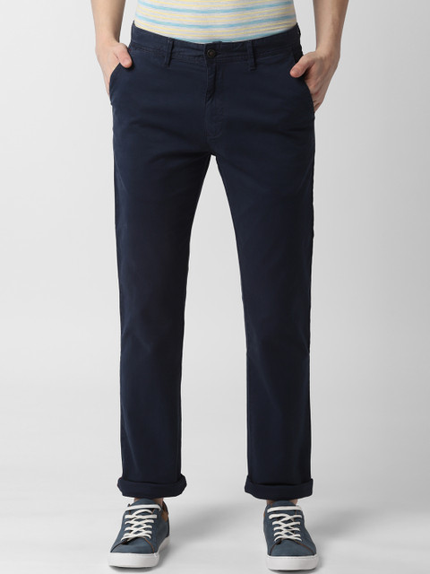 

Peter England Casuals Men Navy Blue Slim Fit Solid Chinos