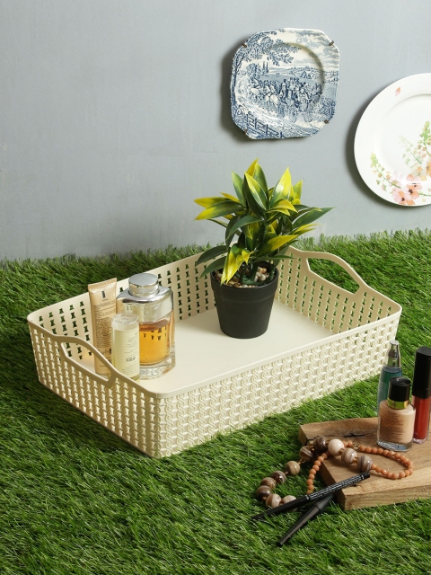 

House Of Accessories Beige Solid Plastic Desk Organiser