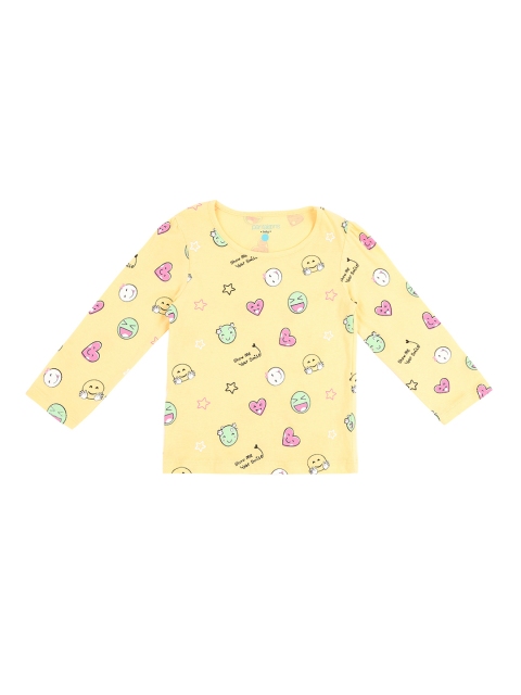 

Pantaloons Baby Girls Yellow Printed Round Neck Pure Cotton T-shirt