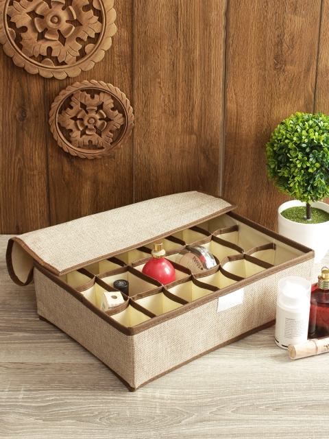 

House Of Accessories Brown Self-Design Makeup Organiser