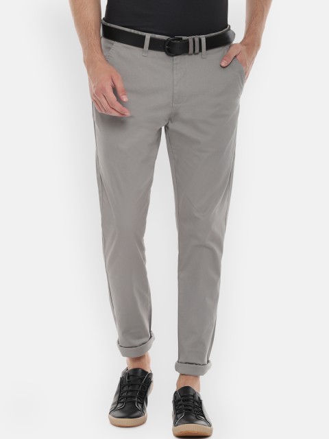 

People Men Grey Regular Fit Solid Chinos