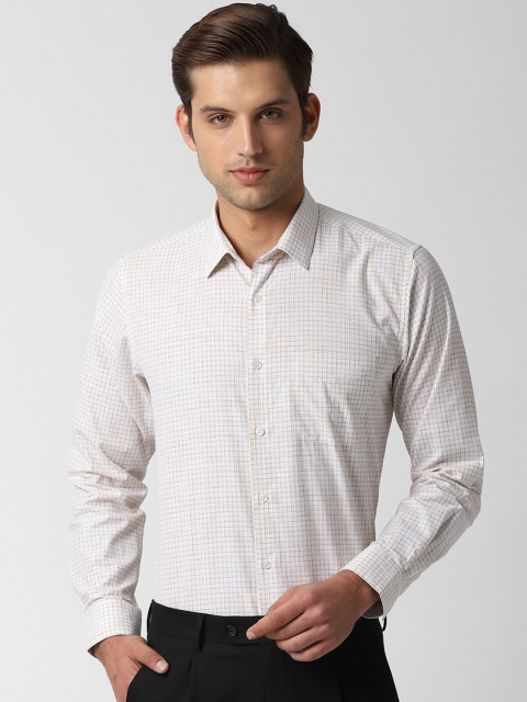 

Peter England Men White Slim Fit Checked Formal Shirt