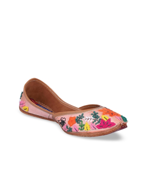 

MSC Women Pink Embroidered Leather Mojaris