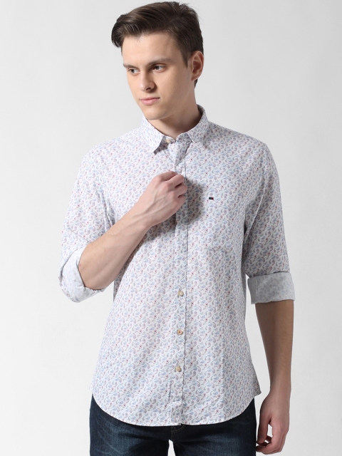 

Peter England Casuals Men White & Maroon Slim Fit Printed Casual Shirt