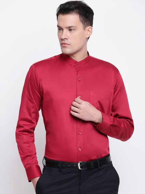 

Hancock Men Red Slim Fit Solid Formal Shirt