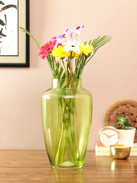 

HomeTown Green Solid Glass Flower Vase