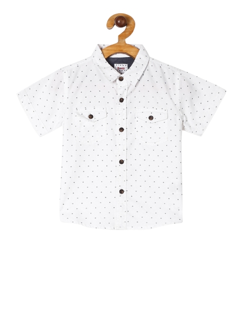 

Donuts Boys White & Black Regular Fit Printed Casual Shirt