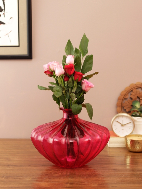 

Living Essence Pink Glass Solid Flower Vase