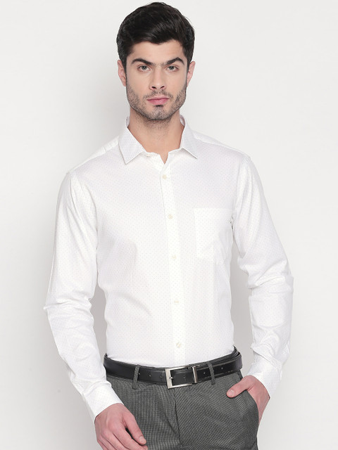 

RICHARD PARKER by Pantaloons Men White Slim Fit Printed Formal Shirt