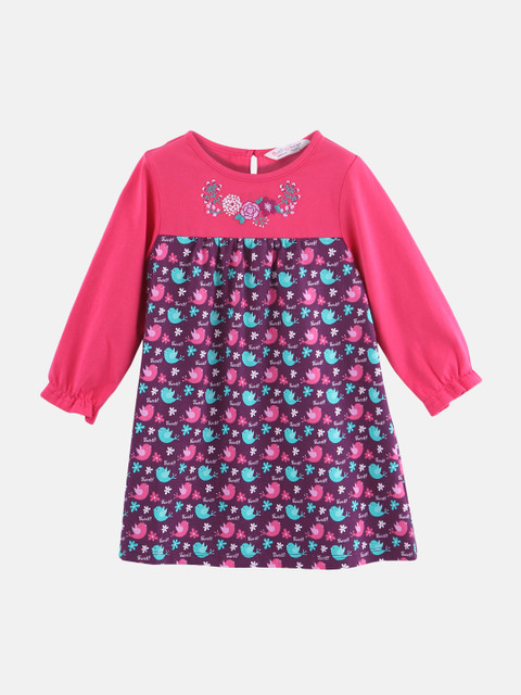 

Beebay Girls Purple & Pink Quirky Printed A-Line Dress
