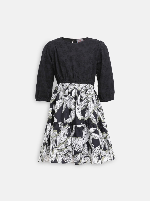 

Oxolloxo Girls Black & White Fit and Flare Dress