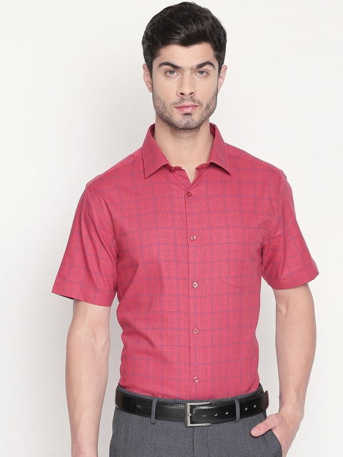

RICHARD PARKER by Pantaloons Men Pink Regular Fit Checked Formal Shirt