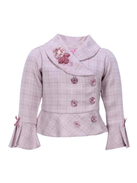 

CUTECUMBER Girls Purple Checked Wrap Top with Applique Details