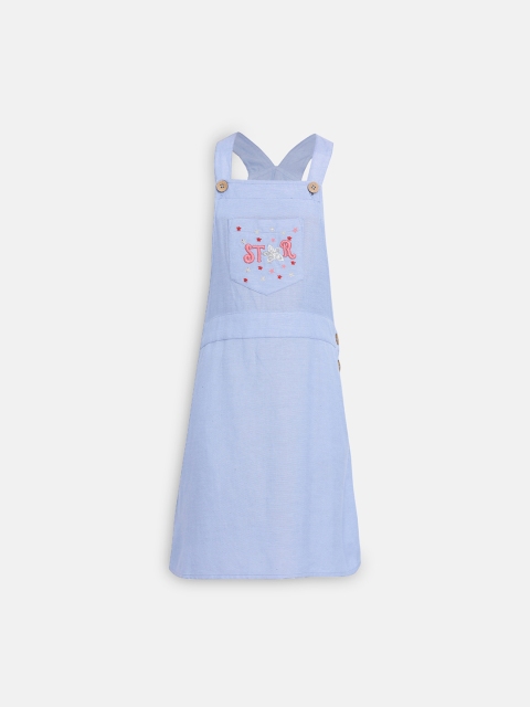 

Oxolloxo Girls Blue & Pink Solid Pinafore Dress