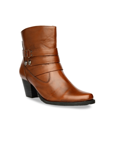 

Bruno Manetti Women Tan Brown Solid Heeled Boots