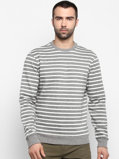 

Red Tape Men Grey & White Striped Sweatshirt