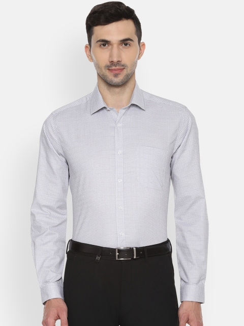 

Louis Philippe Men White & Grey Slim Fit Checked Formal Shirt